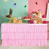 NSSONBEN Tulle - Funda para mesa de tutú (1-8 m)- color rosa